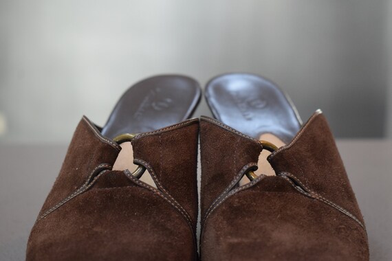 Vintage Cole Haan Brown Suede Mules with Studs | … - image 5