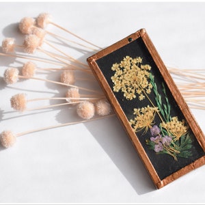 Vintage Pressed Dry Flowers Copper Pin Brooch | Pressed Wild Flower Brooch | Floral Pin Brooch