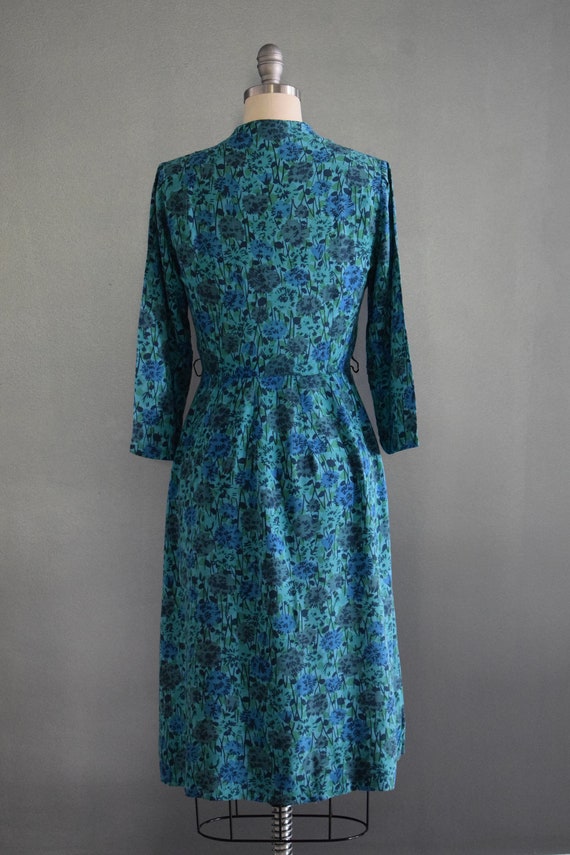 Vintage 1950s Floral Print Dress | 50s Shirtwaist… - image 7