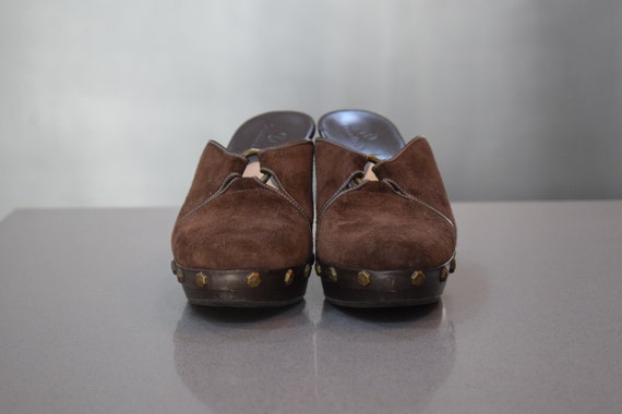 Vintage Cole Haan Brown Suede Mules with Studs | … - image 4