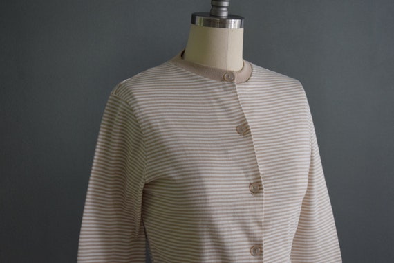 Vintage 1960's Tan Striped Cardigan by Catalina S… - image 7