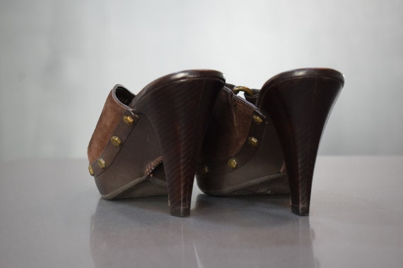 Vintage Cole Haan Brown Suede Mules with Studs | … - image 7