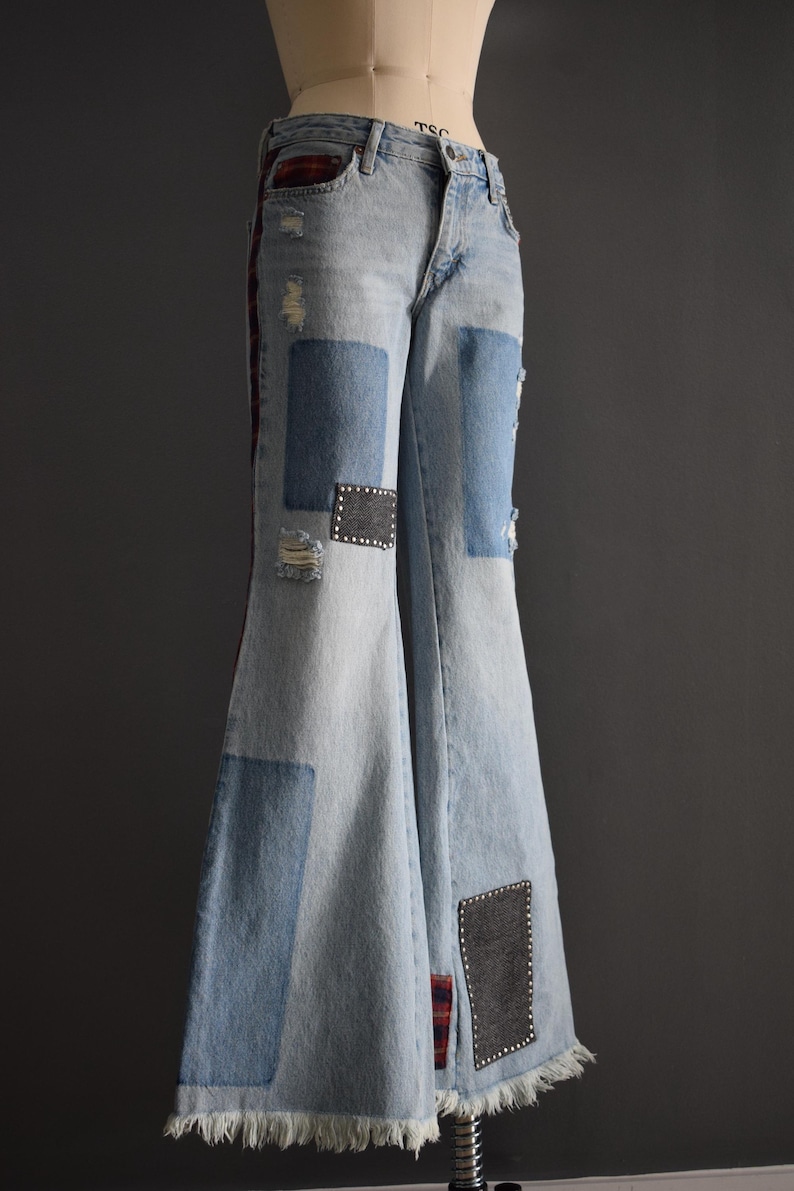 Free People Patchwork Nieten Schlagjeans | Wir die Free Mixed Patch mit Nieten | Leichte Waschung | Neu mit Tags | Nr. 25 | Nr. 24 | S Bild 6