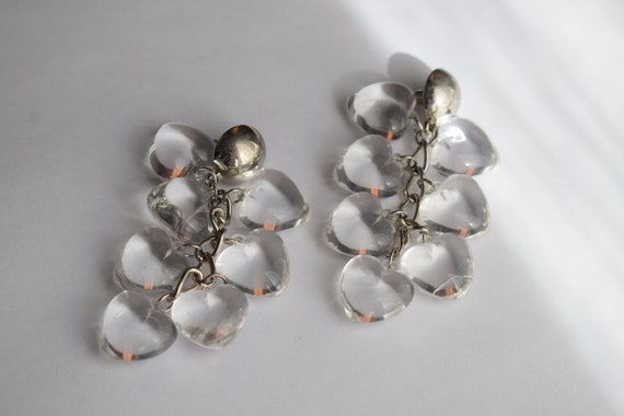 Vintage Heart Shape Dangle Earrings | Sliver Tone… - image 6