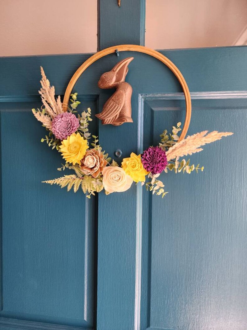 Yellow and Purple Sola Flower Boho Wood Hoop Wreath Etsy