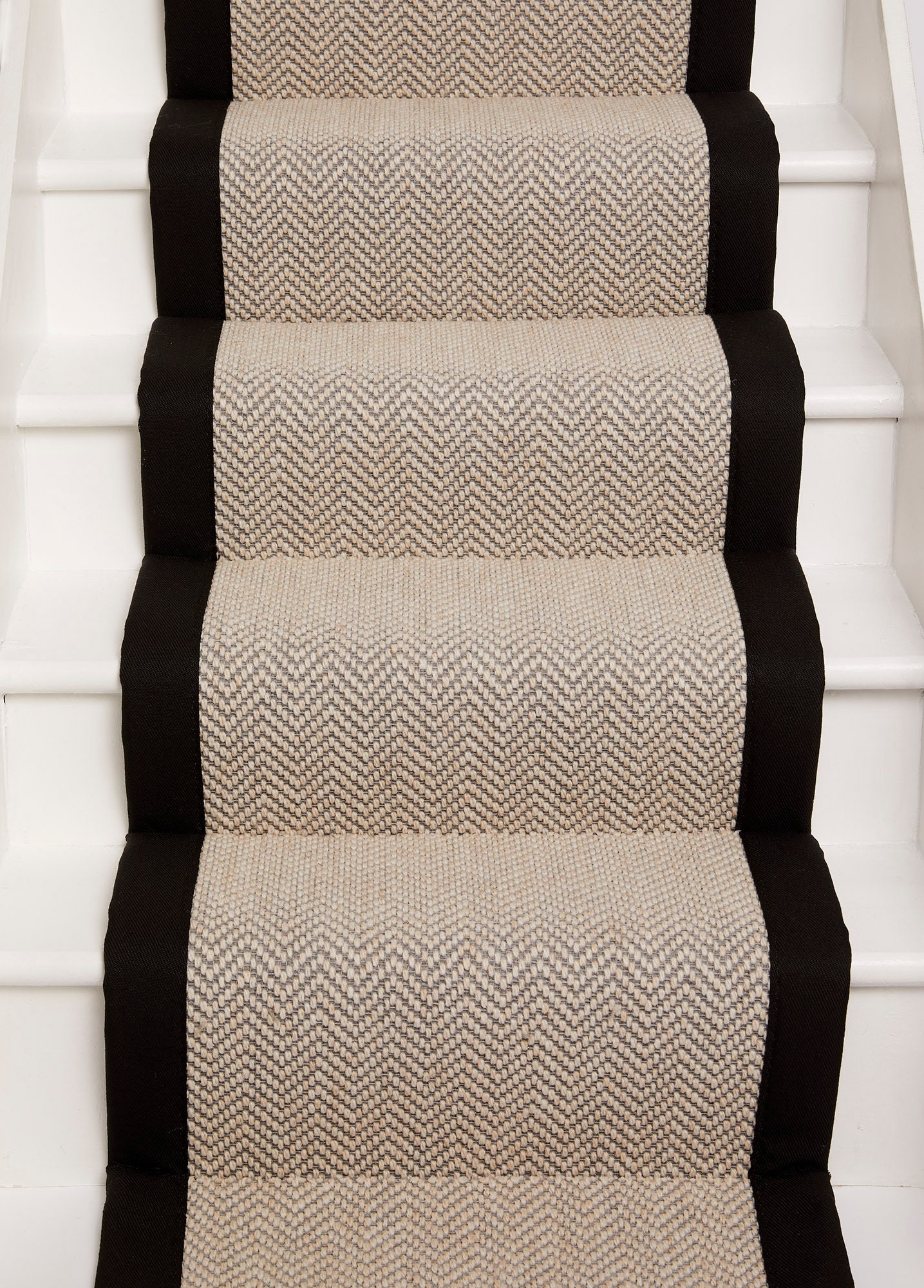 Sample of Ivory Herringbone Flatweave Stair Runner with Black Etsy