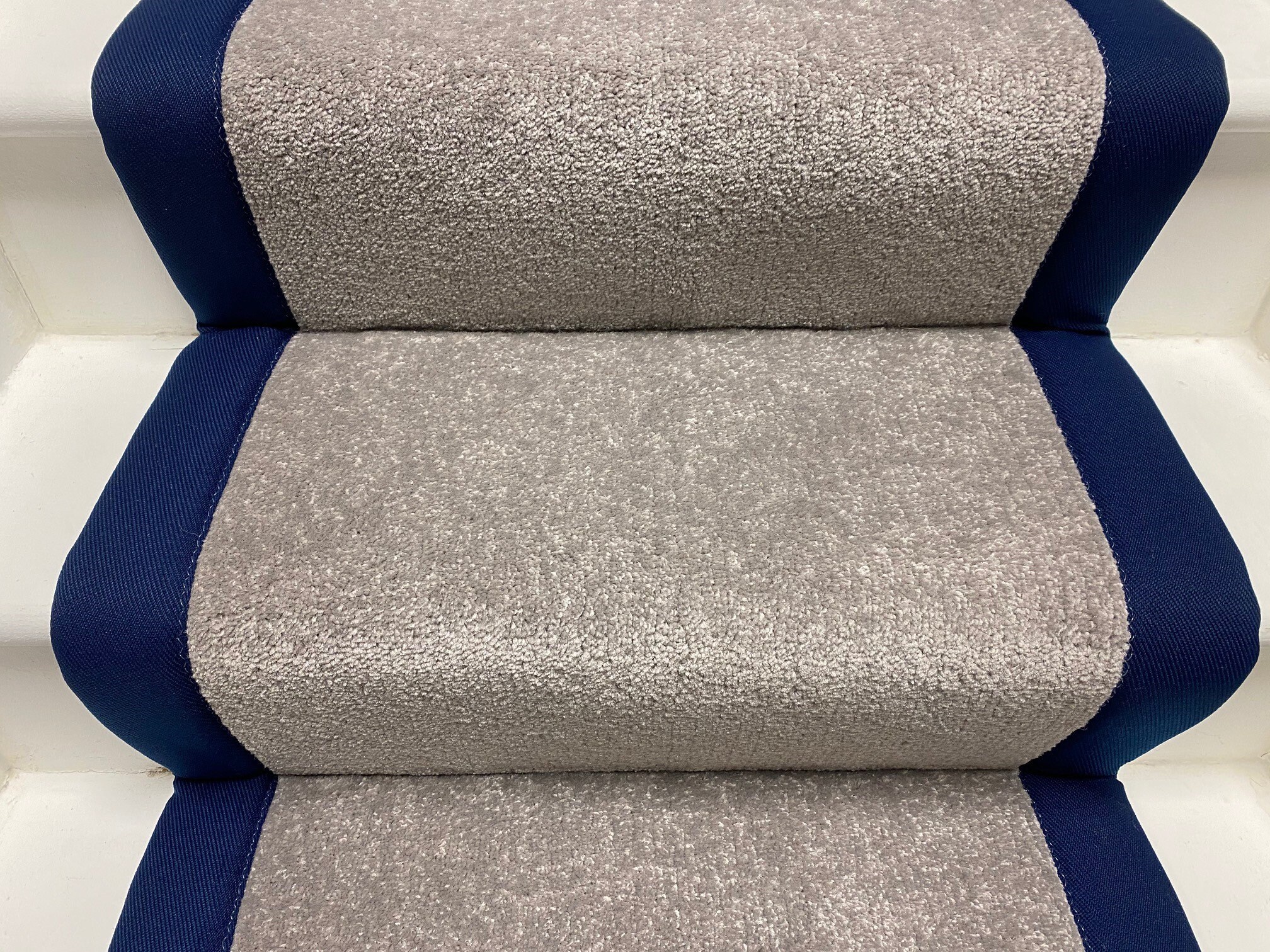 Light Grey Twist Stair Runner Edged With Navy Blue Tape Etsy UK