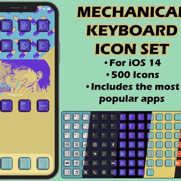 iOS 14 Mechanical Keyboard Icon Set - 500 Icons Included