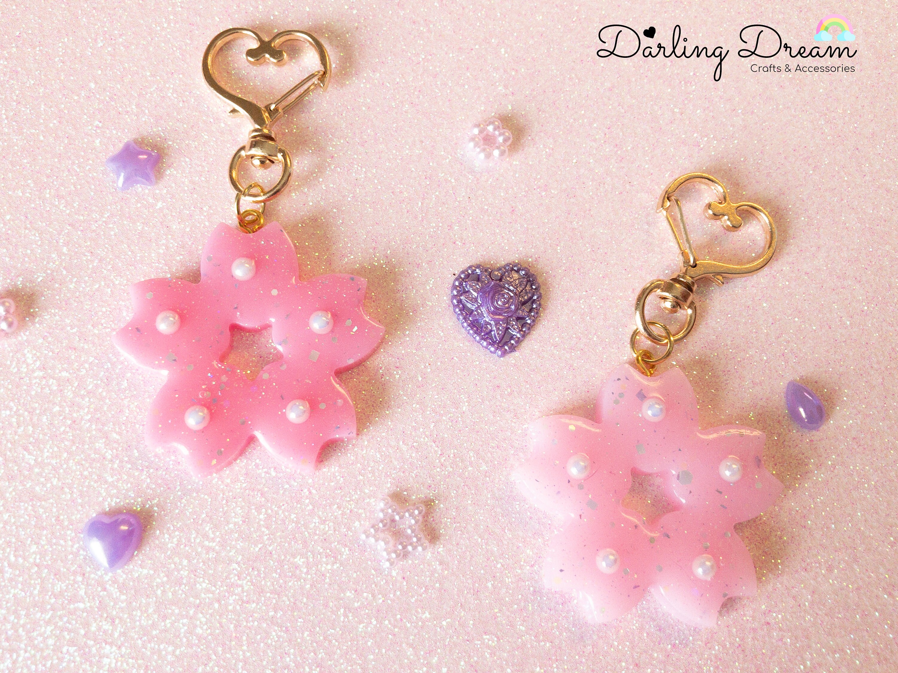 Sakura Cherry Blossom Keychains 2 Colors Etsy