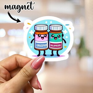 Ímã de humor psiquiátrico - Presente de residência psicológica - Psych engraçado, estudante de medicina, ímã de médico - Psych Meds Lorazepam Haldol Humor Magnet Gift