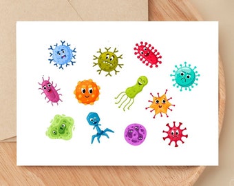 Funny Microbe Greeting Card - Biology, Pre-Med Gift