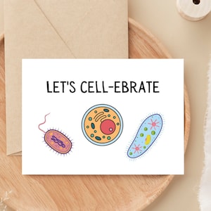 Vamos celebrar o cartão Biochem - Cartão engraçado de biologia para pré-médicos, estudantes de medicina, médicos, residentes, técnicos de laboratório - Presente de humor e trocadilho de bioquímica