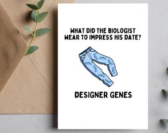Designer Genes Funny Biologist Card Gift - Biochem Laboratory Funny Card for Bio Major for Pre-Med Student, Scientist, Lab Tech Card Gift