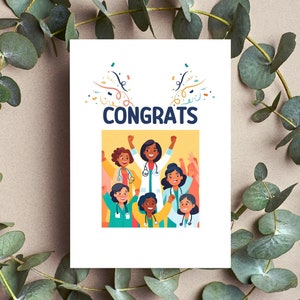 Gefeliciteerd! Med School Acceptance Card - Residency Match Felicitatiecadeau - Medical School Celebration Card, residency, afstudeercadeau