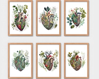 Framed Heart Anatomy Print – Botanical Cardiology Art, Medical Gift