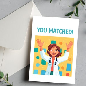 Você combinou! - Cartão de felicitações de residência Match Day 2024 - Presente de dia do Match da faculdade de medicina - Cartão de Match para futuros residentes médicos