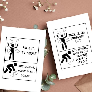 Tarjeta de felicitación con broma de meme de la facultad de medicina - Tarjeta divertida con humor de la facultad de medicina para estudiantes de medicina, tarjeta única y divertida para doctores - Tarjeta de regalo de la facultad de medicina