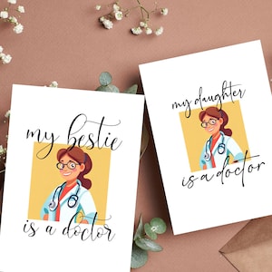 Minha melhor amiga/filha é médica - Futura médica - Cartão de aceitação da faculdade de medicina - Cartão de comemoração de correspondência de residência, presente de formatura da faculdade de medicina