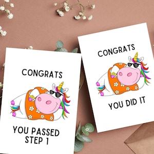 Gefeliciteerd met het behalen van stap 1 grappige kaart cadeau - medische school stap 1 reality-kaart voor geneeskundestudent, unieke kaart arts - medische school humorkaart