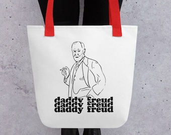 Daddy Freud Tote Bag - Sigmund Freud Funny Joke Bag para psicólogo, taza de psiquiatra, bolsa de terapeuta - Sigmund Freud Psych Humor Gift
