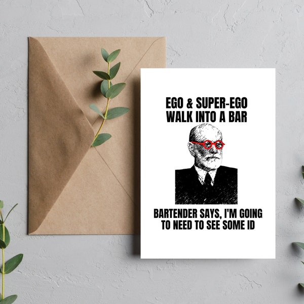 Funny Freud Joke Greeting Card, Freud Card, Psychologist Gifts, Psychologist, Therapist Gift Card, Funny Psychology Humor, Funny Freud Gift