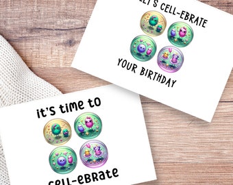 Microbes Celebrating Card Gift - Biology Major Funny Card for Pre-Med, Med Student, Doctor, Residents, Lab Tech - Biochemistry Pun Humor