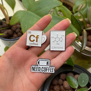 Coffee Chemistry Periodic Elements Enamel Pin Medical Badge for Doctors Nurses Hat Lapel Pin Nerdy Funny Nursing Pin Healthcare Gift