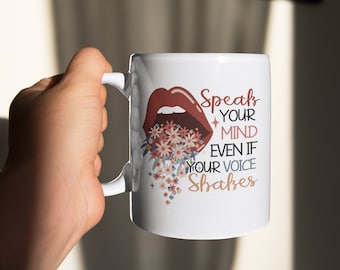 Feministische Empowerment-mok – spreek je geest Cadeau voor haar