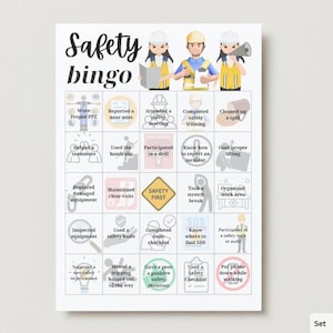 Bingo de Seguridad Laboral: ¡Ahora editable! Plantilla Canva de Bingo de Seguridad de 5x7 • Enlace instantáneo "Usar como plantilla" Juego imprimible de capacitación en seguridad