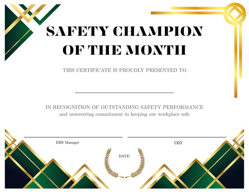 Custom Safety Award Certificate – Printed on Card Stock - Etsy