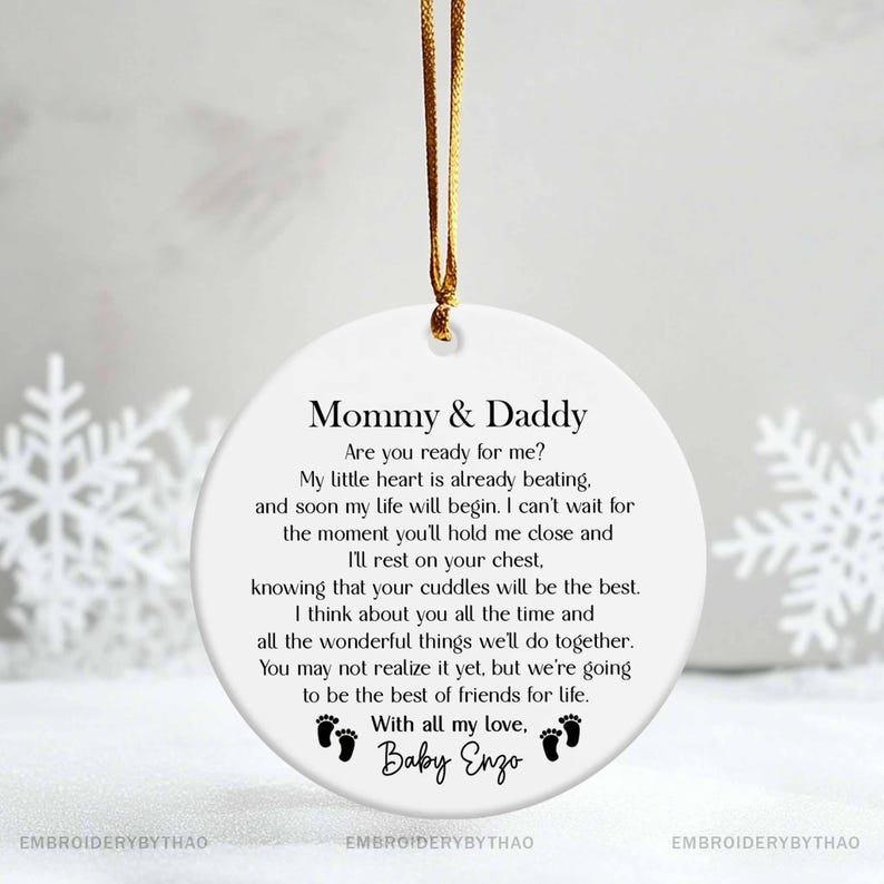 Parents to Be Christmas Ornament, Gift for New Parents, Daddy and Mommy
