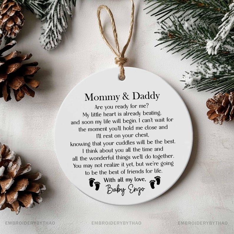 Parents to Be Christmas Ornament, Gift for New Parents, Daddy and Mommy