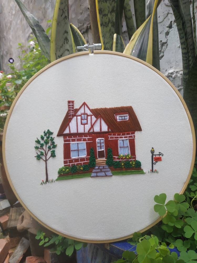 Custom House Embroidery Portrait House Portrait Housewarming Etsy UK