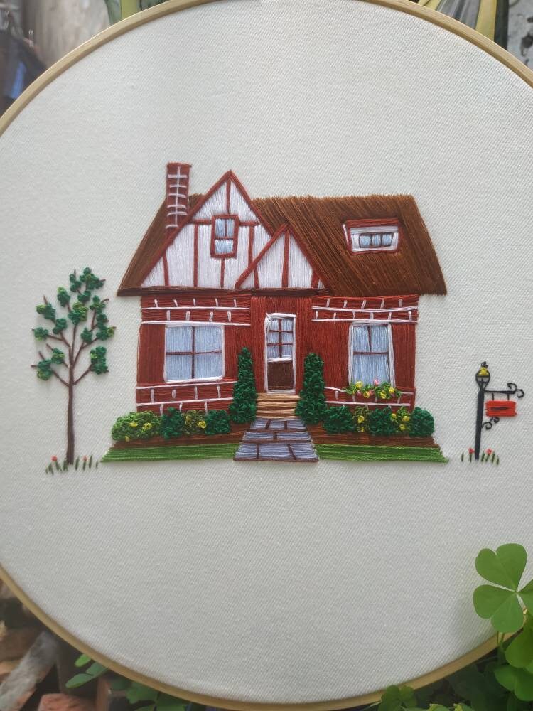 Custom House Embroidery Portrait House Portrait Housewarming Etsy UK