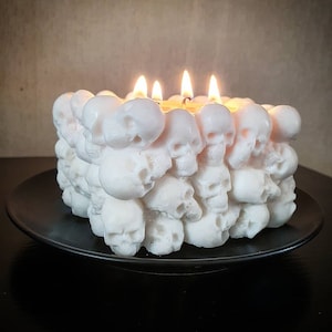 The Ultimate Skull Candle! Soy Wax Four Wick Pillar Skull Candle. Bleeding Cube of Skulls