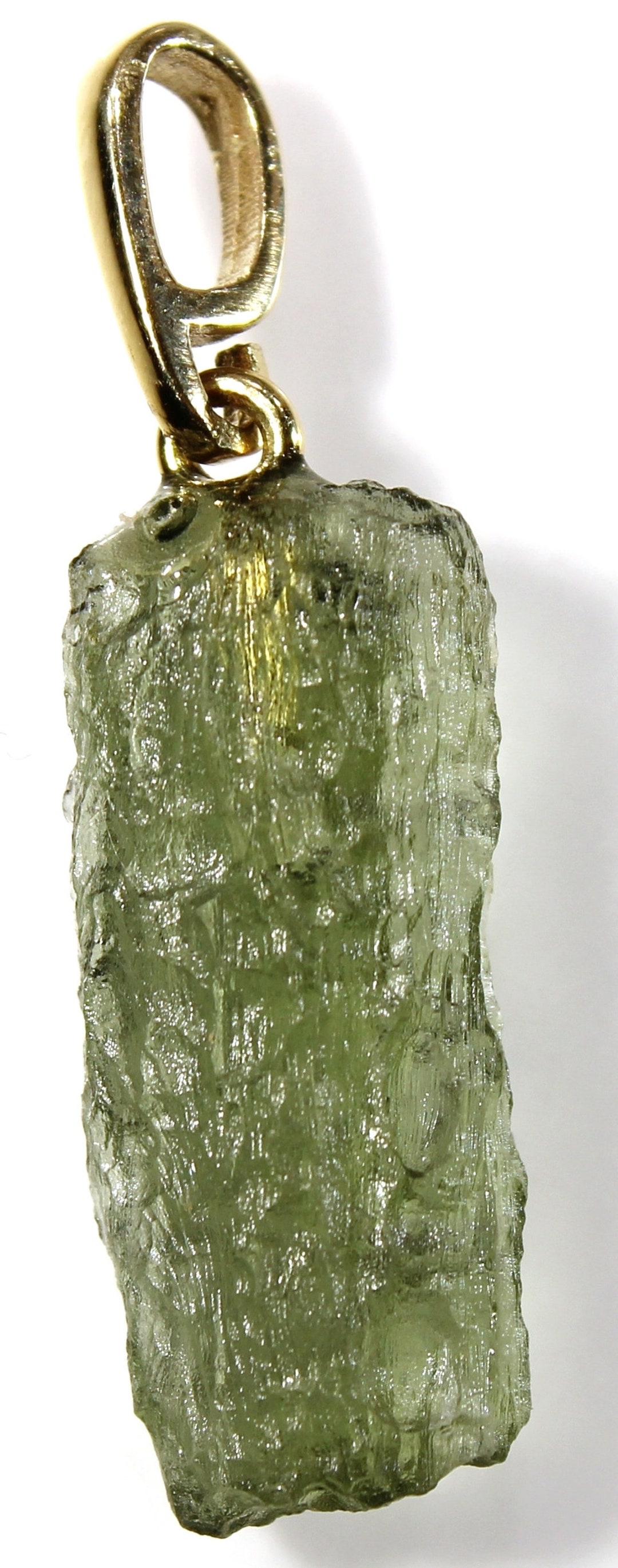 Pendant. Natural Moldavite, Au58514karat Gold, Made in Czech Republic