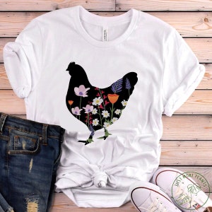 Garden Shirt, Floral Chicken Shirt, Garden Gift, Gardening Gift, Garden Lover, Garden Lover Gift, Gardening Lover, Gardener Gift Idea