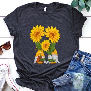 Flower Shirt, Sunflower Gnomes Shirt, Flower Gift, Floral Design, Cute Flower, Flower Lover Gift