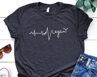 Veganistisch shirt, veganistisch hartslagshirt, veganistisch cadeau, veganistisch cadeau voor vrouwen, veganistisch verjaardagscadeau, grappig veganistisch, vegetarisch cadeau, veganistisch cadeau-idee