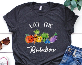 Chemise végétalienne, chemise Eat The Rainbow, cadeau végétalien, cadeau végétalien pour femme, cadeau d'anniversaire végétalien, végétalien drôle, cadeau végétarien, idée cadeau végétalien
