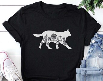 Garden Shirt, Garden And Cat Shirt, Garden Gift, Gardening Gift, Garden Lover, Garden Lover Gift, Gardening Lover, Gardener Gift Idea
