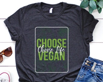 Veganistisch shirt, kies het leven Kies veganistisch shirt, veganistisch cadeau, veganistisch cadeau voor vrouwen, veganistisch verjaardagscadeau, grappig veganistisch, vegetarisch cadeau