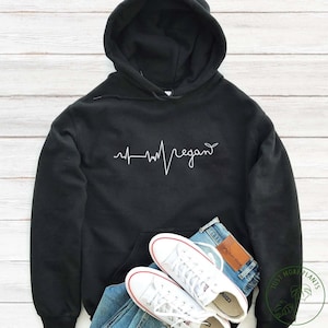 Sweat à capuche végétalien, Sweat à capuche végétalien Heartbeat, Cadeau végétalien, Cadeau végétalien pour femmes, Cadeau d’anniversaire végétalien, Drôle végétalien, Cadeau végétarien, Idée cadeau végétalienne