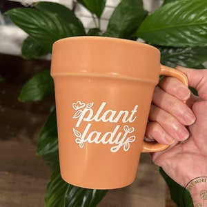 Garden Mug, Terra Cotta Plant Lady Mug, Garden Gift, Gardening Gift, Garden Lover, Garden Lover Gift, Gardening Lover, Gardener Gift Idea