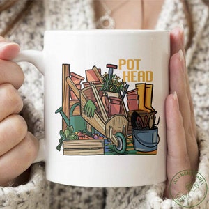 Garden Mug, Pot Head Mug, Garden Gift, Gardening Gift, Garden Lover, Garden Lover Gift, Gardening Lover, Gardener Gift Idea