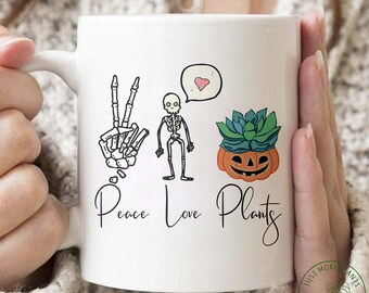 Taza de plantas, Taza de plantas de amor de paz, Regalo de plantas, Amante de las plantas, Regalo de amante de las plantas, Mamá de las plantas, Regalo de mamá de la planta, Regalo para la jardinera, Regalo de la dama de la planta