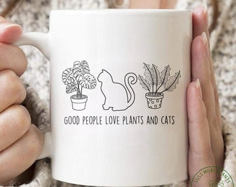 Taza de plantas, La buena gente ama las plantas y los gatos Taza, Regalo de plantas, Amante de las plantas, Regalo de amantes de las plantas, Mamá de las plantas, Regalo de mamá de las plantas, Regalo para jardineras