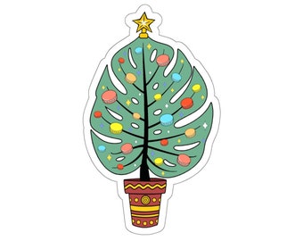Plant Sticker, Monstera Christmas Tree Sticker, Plant Gift, Plant Lover, Plant Lover Gift, Plant Mom, Plant Mom Gift, Gift For Planter