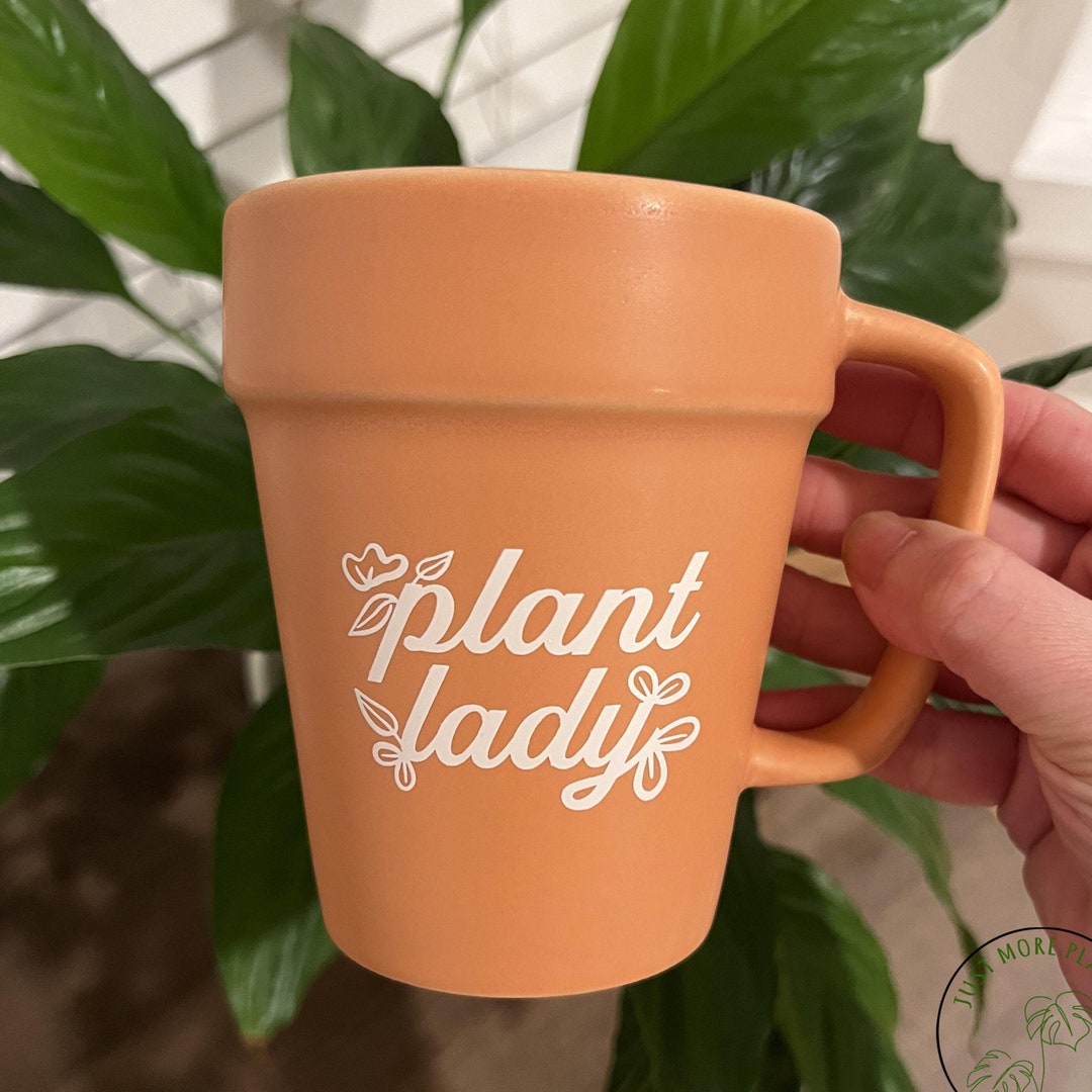 Plant Mug, Terra Cotta Plant Lady Mug, Plant Gift, Plant Lover, Plant
