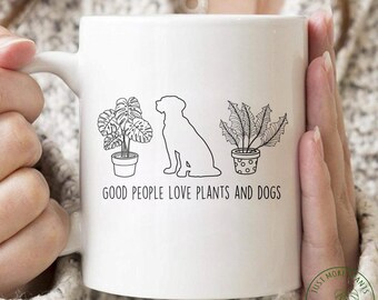 Taza de plantas, Taza de buenas personas que aman las plantas y los perros, Regalo de plantas, Amante de las plantas, Regalo de amantes de las plantas, Mamá de las plantas, Regalo para mamás de las plantas, Regalo para jardineras